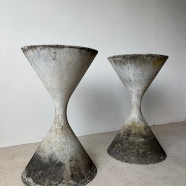 GRAY FIBER CEMENT BIG DIABOLO PLANTERS BY WILLY GUHL FOR ETERNIT, 60's