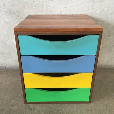 Vintage Storage Cabinet with Four Colored Drawers