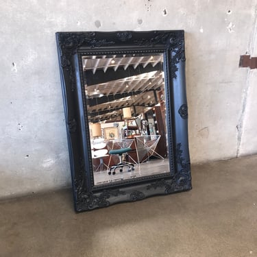 Ornate Gothic Black Wood Mirror