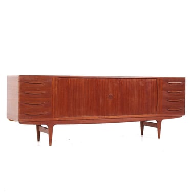 Johannes Andersen for Uldum Mid Century Danish Teak Tambour Door Credenza - mcm 