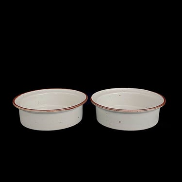 Vintage PAIR of Speckled Stoneware Earthenware White Brown Mist DANSK 6" Bowls Denmark Neils Refsgaard 20th Century Modern Design 