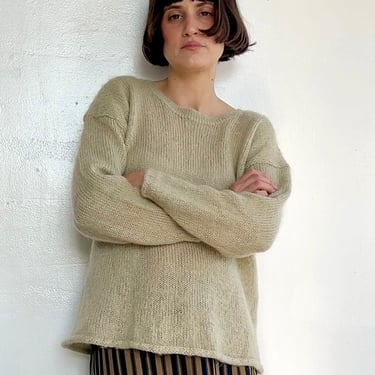 90s Neutral Boxy Wool Sweater (M)