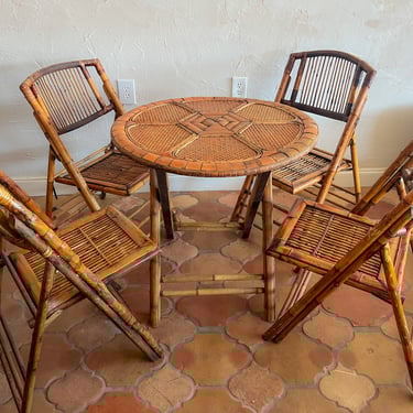 Folding Bamboo Table & Chairs