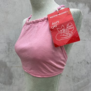 Vintage 1970s Alley Cat by Betsey Johnson Pink Halter Top Blouse Deadstock Tags