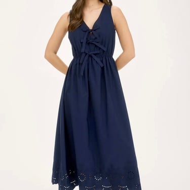 Navy Midi With Bow Details
