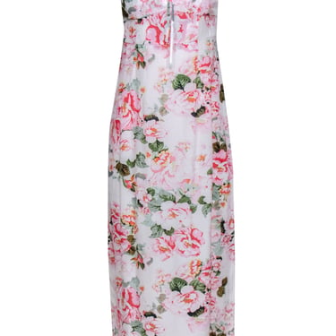 Favorite Daughter - White &amp; Pink Rose Print Maxi Dress Sz 4