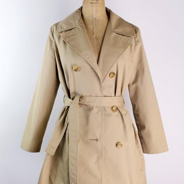 70s Sears Mini Trench Coat / Vintage Trench Coat / Classic Coat / Tan Beige trench coat / Size S/M 