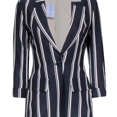 Iris Setlakwe - Navy & White Stripe Single Button Blazer Sz 0