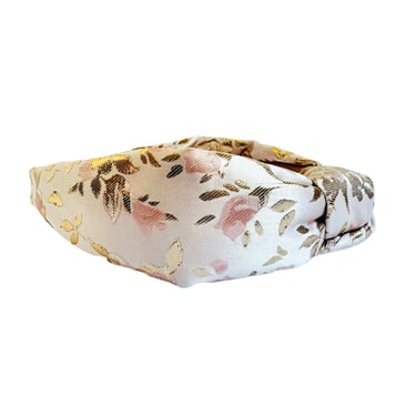 Sample Sale Pink &amp; Gold Floral Brocade Knotted Headband