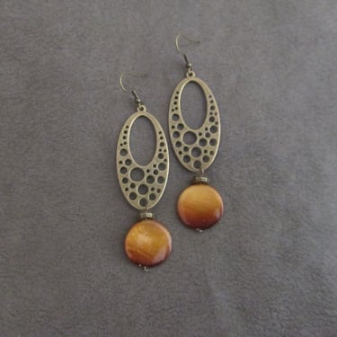 Mid century modern ombre brown geometric earrings 