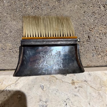 Antique Silver Plated Silent Butler Crumb Catcher Bakelite Brush 