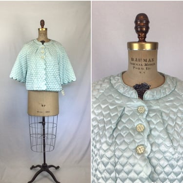 Vintage 50s bed jacket | Vintage blue quilted bed jacket | 1950s Barbizon deadstock bed robe 