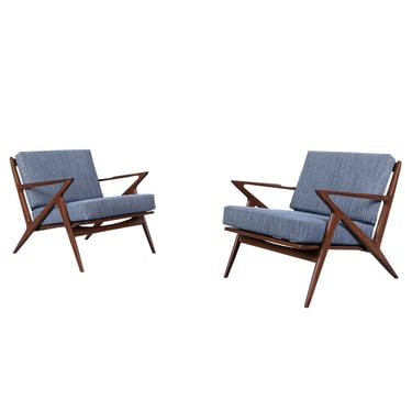 Danish Modern Walnut "Z" Lounge Chairs by Poul Jensen