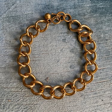 Vintage ‘80s ‘90s heavy gold chain link necklace | designer costume jewelry 