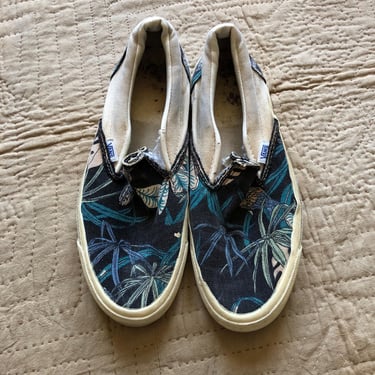 80s Floral Print Slip on Vans 7 