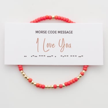 I Love You Morse Code Bracelet | Valentine's Day Gift | Glass Seed Bead Stretch Bracelet | Gift for Wife, Daughter, Her 