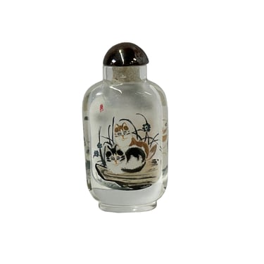 Chinese Inside Oriental Scenery Cats Graphic Glass Art Bottle ws4158E 