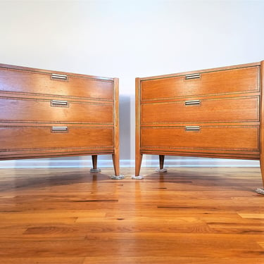 Mid Century Pair of Three Drawer Dressers / Oversized Nightstands by Basic Witz 