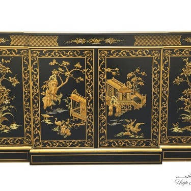 DREXEL FURNITURE Et Cetera Collection 60" Black Asian Chinoiserie Breakfront Sideboard Buffet 582-933 