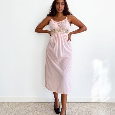 Pale Pink Sheer Slip Dress With Lace Detail