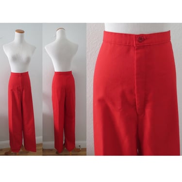 Vintage Levis Pants Red Trousers High Waisted Flares Red Pant - Size Large 