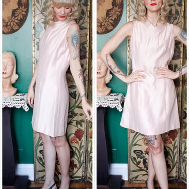 1960s Dress // Silk Pink Aline Dress // vintage 60s dress 