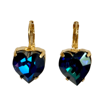 Petite Dark Blue Heart Post Earrings