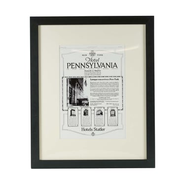 1920 Framed French The Hotel Pennsylvania Advertisement