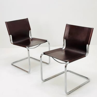 set of 2 Mid-Century Vintage S33 Chair by Mart Stam & Marcel Breuer for Matteo grassi 1980s Italy 