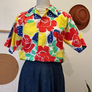 Middy Art Work 80s Vintage 100% Cotton Fruit Strawberry Lemon Shirt 