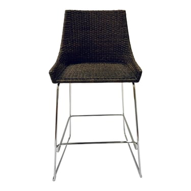 Baker Organic Modern Woven Dark Coco Abaca Shelter Barstool