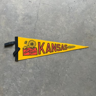 Vintage Kansas ‘Sunflower State’ Felt Souvenir Pennant 