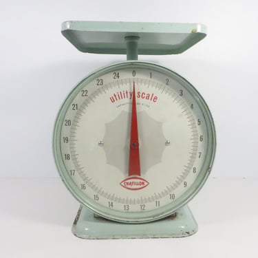 Vintage Green Chatillon Utility Kitchen Scales - Soft Mid Century Green 25 Pound Scales 
