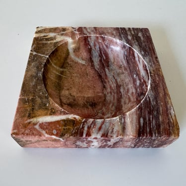 1980's Postmodern  Veining Marble Square Ashtray 