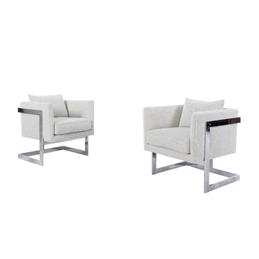 Mid-Century Chrome "T-Back" Lounge Chairs by Milo Baughman for Thayer Coggin