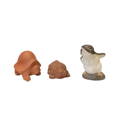 Set of 3 Small Ceramic Animal Figure Display Art ws2342E 