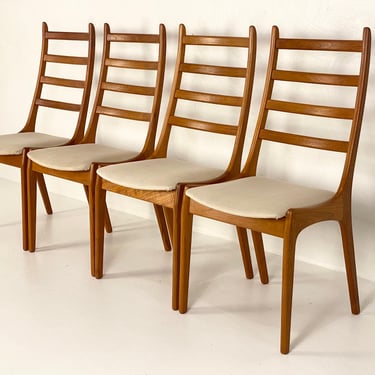 Four Teak Ladder Back Dining Chairs by Korup Stolefabrik of Denmark, Circa 1960s - *Please ask for a shipping quote before you buy. 