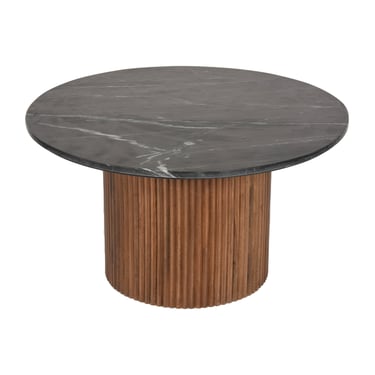 Wood and Marble Reeded Coffee Table