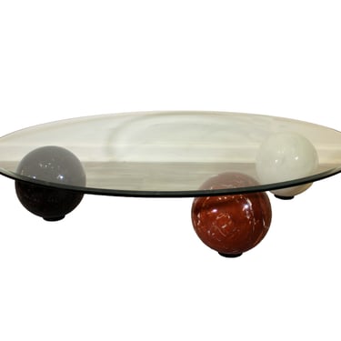 Contemporary Modern Cattelan Italia Vignelli Style Marble and Glass Coffee Table 