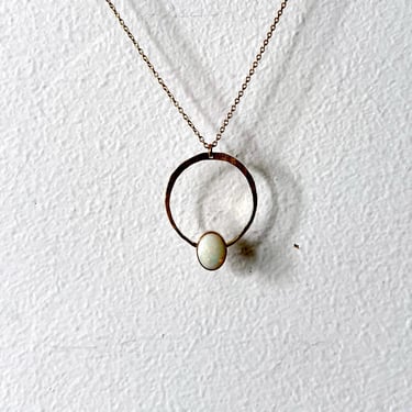 Opal Circle Pendant in 14k Goldfill Australian Oval Opal 