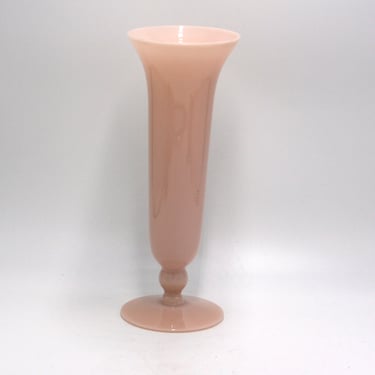 vintage Cambridge Crown Tuscan blush pink ball stem trumpet vase 10" 