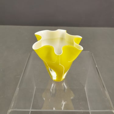 Vintage Murano Glass Vase, Yellow Glass Vase, Murano Style, Glass Vase, Hand Made, Retro Glass Art 