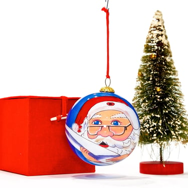 VINTAGE: Reverse Painting Santa Christmas Ornament in Box - Santa Ornaments - Christmas Decor -  SKU 28-B-00006872 
