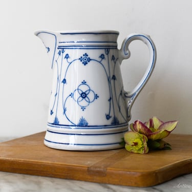 Vintage Blue and White German Pitcher 