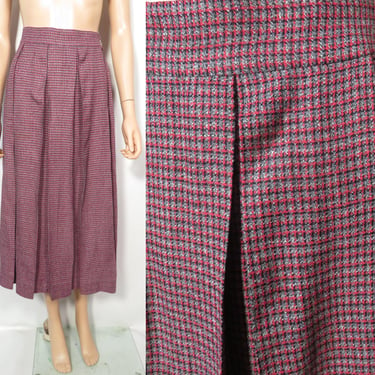 Vintage 50s Plaid Pleated Midi/Maxi Skirt Size 31 Waist 