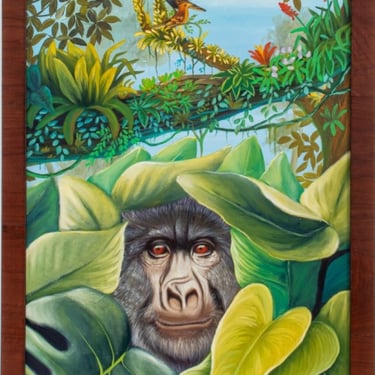 Haitian Jungle Scene with Gorilla, Oil on Canvas
