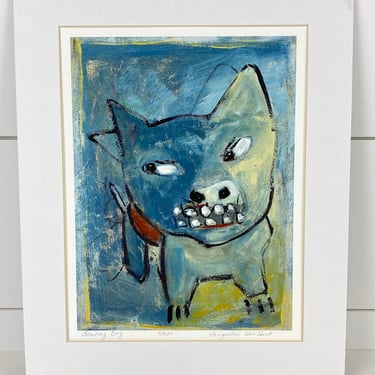 Jacqueline Hurlbert Limited Edition ~Smiling Dog~ Lithograph Art Print Signed 