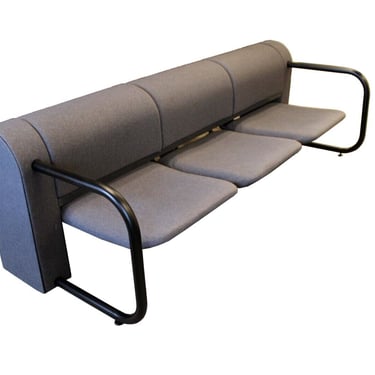 Post Modern Herman Miller Knoll Attributed Modular Sofa with Black Metal Arms 