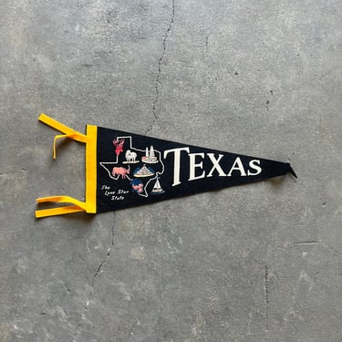 Vintage Texas Lone Star State Felt Souvenir Pennant 