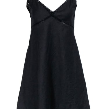 Theory - Black Linen Blend Sleeveless Lace Trim Dress Sz 0